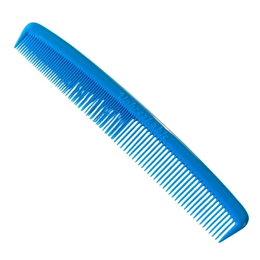 Vintage teal Blue 7" Plastic Hair Comb USA Wide Pocket Purse Unbreakable NEW‎